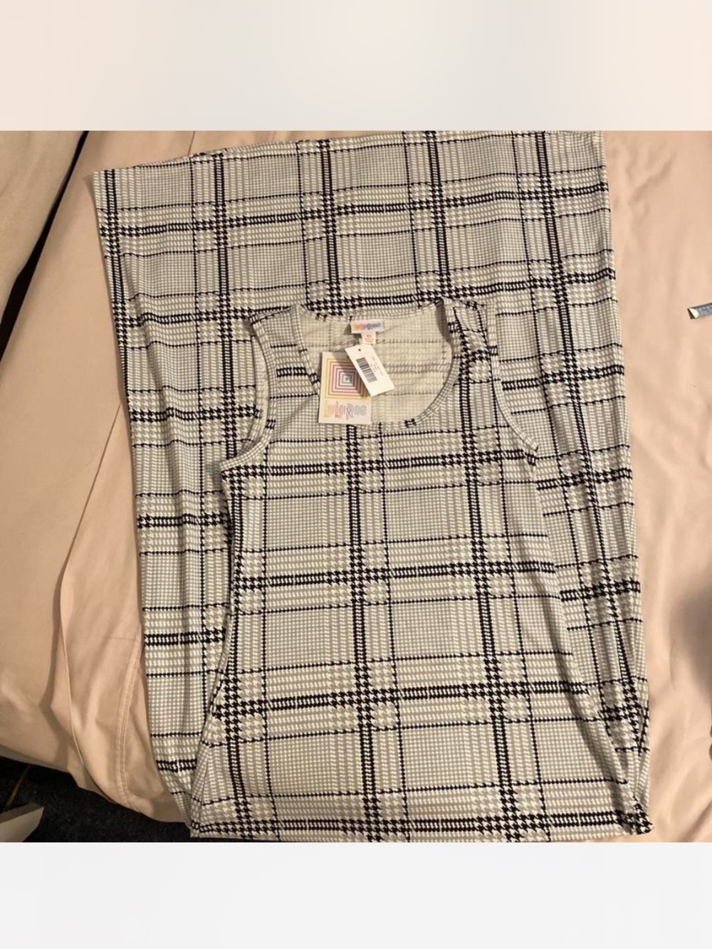 LuLaRoe Sleeveless Maxi Dress - Black & Cream Plaid